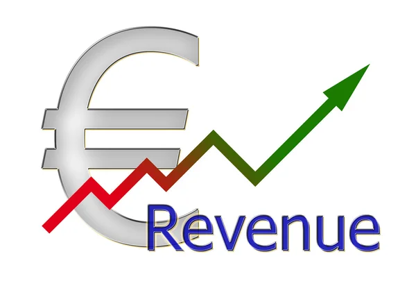 Diagram över uppåt intäkter med färg toning och euro-symbolen — Stockfoto