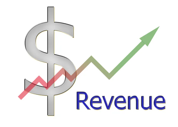 Διάγραμμα προς τα πάνω τα έσοδα με χρώμα κλίση και το δολάριο σύμβολο — Φωτογραφία Αρχείου