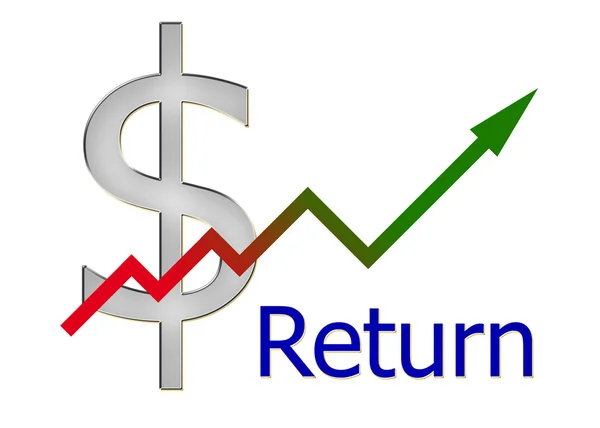 Diagram opad med farve gradient og dollar symbol - Stock-foto