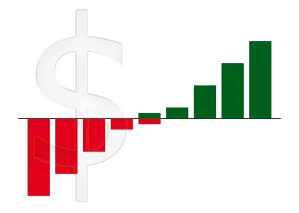 Diagramma a barre e simbolo del dollaro — Foto Stock