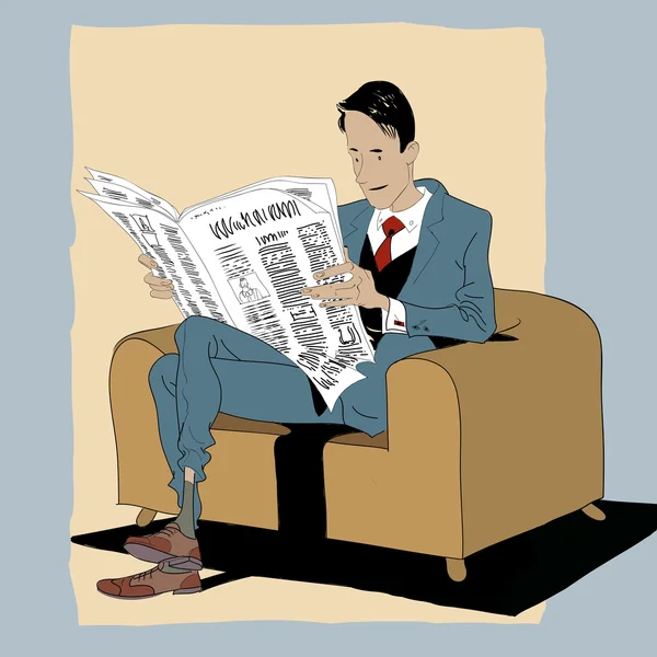 Твердый человек, читающий газету — стоковый вектор