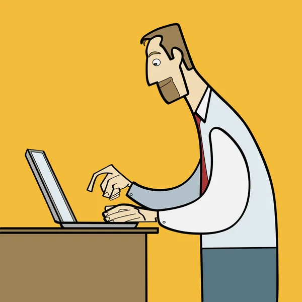 dizüstü düz vektör üzerinde çalışan adam