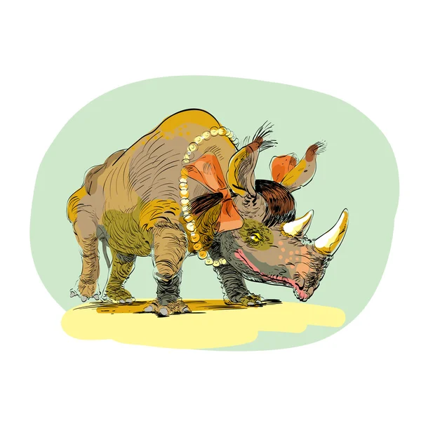 Rinoceronte menina personagem animal — Vetor de Stock