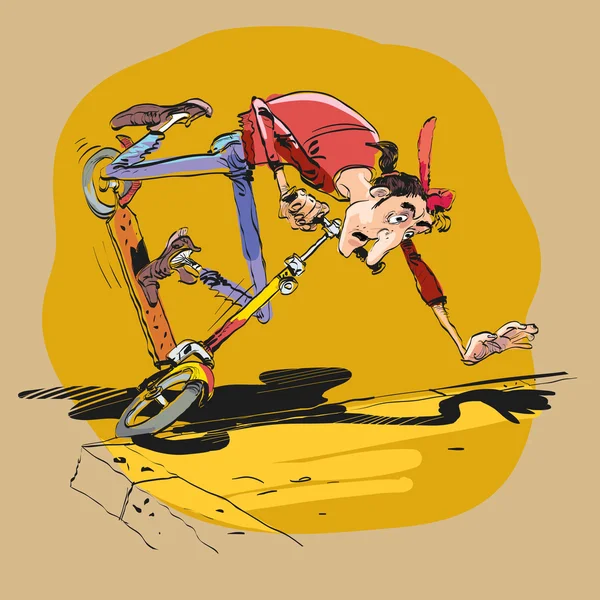 Bir scooter düşen — Stok Vektör