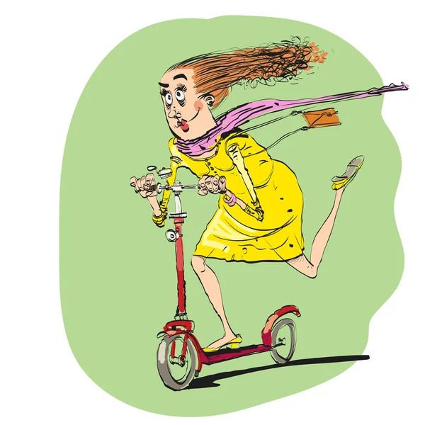 Bir scooter üzerinde kapalı kadın rides