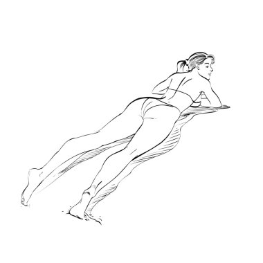 Sahilde güzel kız sunbathes