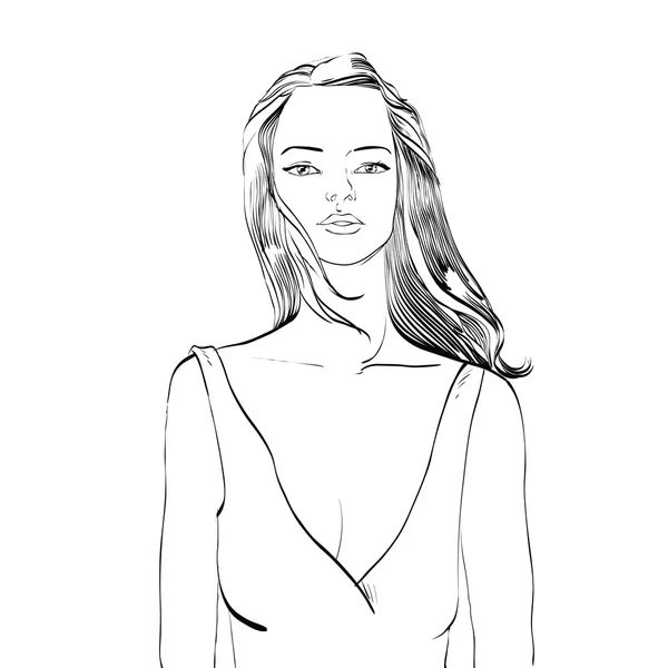 Jovem mulher em roupa de banho desenho preto e branco —  Vetores de Stock