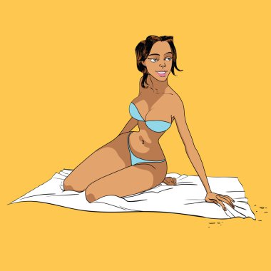 Sahilde bikinili güzel kız