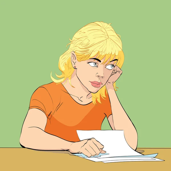 genç kadın bir mektup yazar