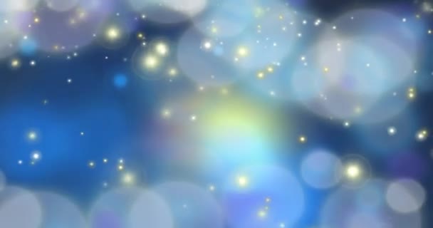 Particles - Dark Blue Looping Animated Abstract Background; animation of a colorful illustration with blue, lavender purple, white, yellow, and gray. — Stock Video