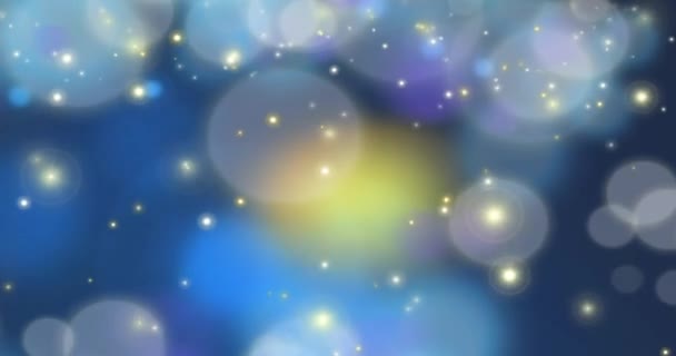 Particles - Dark Blue Looping .7 Speed Animated Abstract Background; animation of a colorful illustration with blue, lavender purple, white, yellow, and gray. — Stock Video