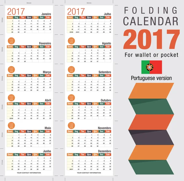 Calendario 2017 portugues Vetores de Stock, Ilustrações Vetoriais Free