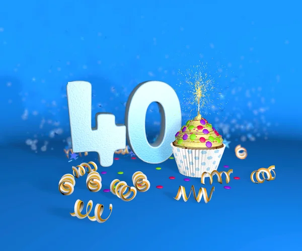 Cupcake Mit Funkelnder Kerze Zum Geburtstag Oder Jubiläum Mit Der — Stockfoto