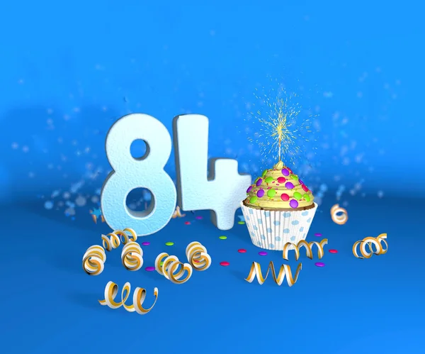 Cupcake Met Fonkelende Kaars Voor Verjaardag Jubileum Met Het Grote — Stockfoto