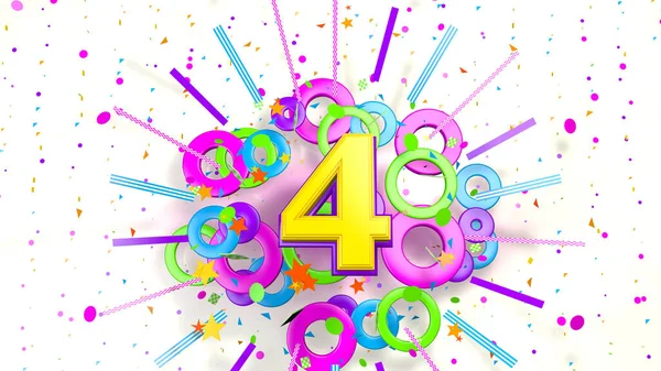 Number Promotion Birthday Anniversary Explosion Confetti Stars Lines Circles Purple — Stock Photo, Image