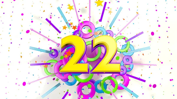 Number Promotion Birthday Anniversary Explosion Confetti Stars Lines Circles Purple — Stock Photo, Image