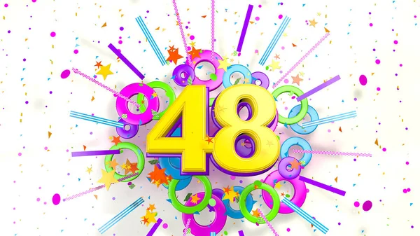 Number Promotion Birthday Anniversary Explosion Confetti Stars Lines Circles Purple — Stock Photo, Image