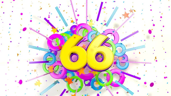 Number Promotion Birthday Anniversary Explosion Confetti Stars Lines Circles Purple — Stock Photo, Image