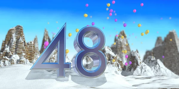 Number Thick Blue Font Snowy Mountain Rock Mountains Landscape Snow — Stock Photo, Image