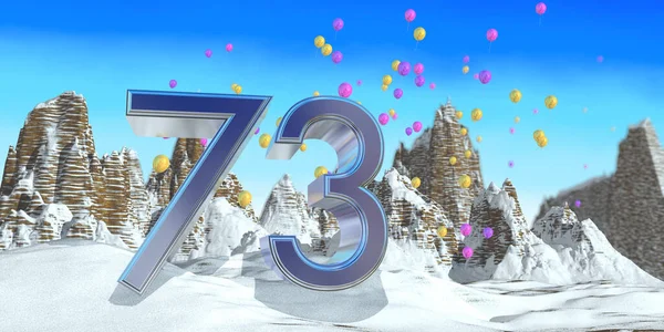 Number Thick Blue Font Snowy Mountain Rock Mountains Landscape Snow — Stock Photo, Image