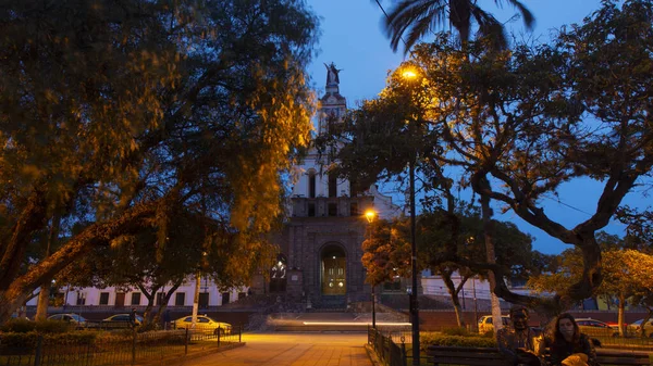 Cotacachi Imbabura Ecuador June 2021 Night View Vehicles Circulating Front — Foto Stock