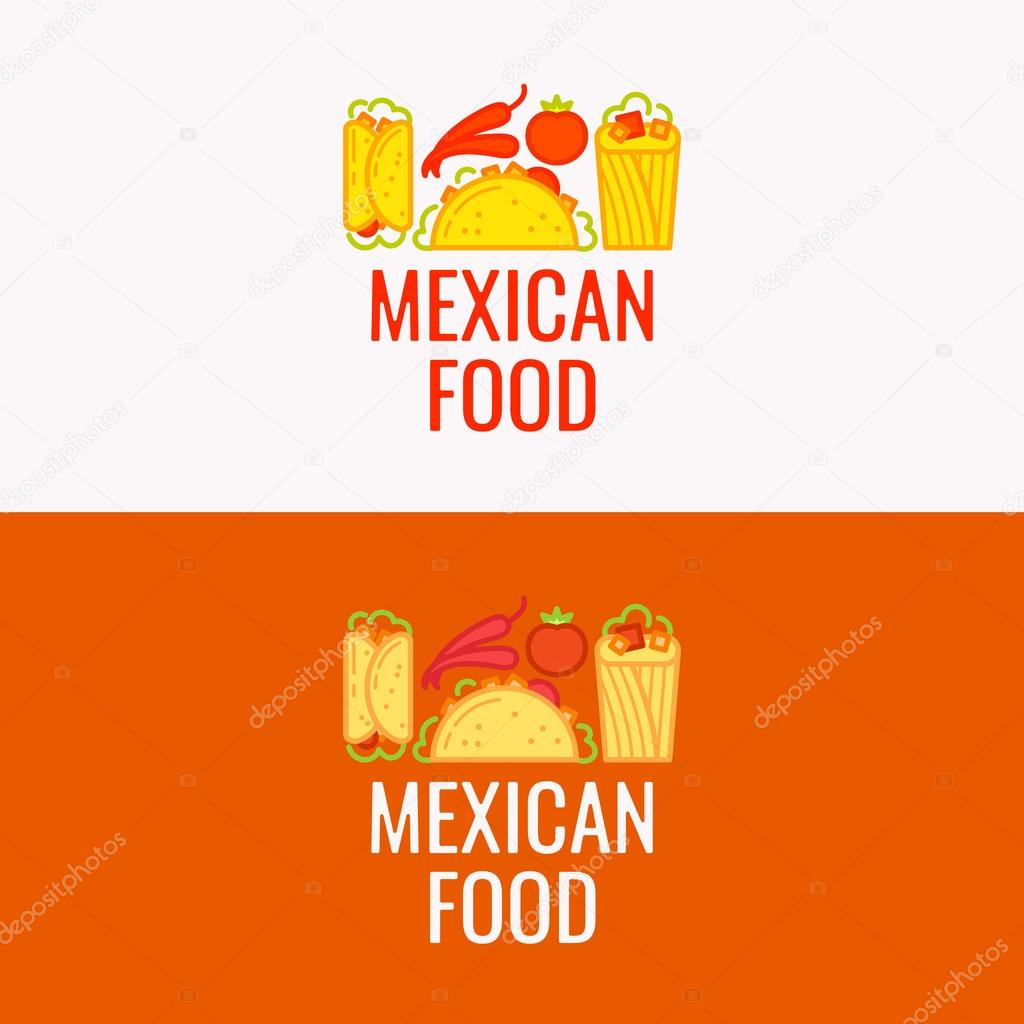 The logo of Mexican food. Mexican food, the sign for the restaurant. Vector illustration.
