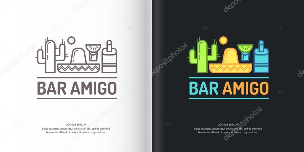 Tequila bar, original logo. Mexican bar. Vector illustration.