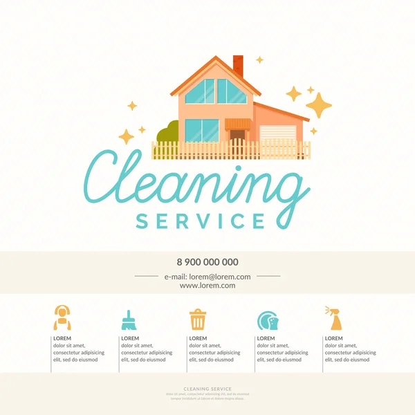 Conceptual poster and the logo for cleaning. Vector illustration — Stock Vector