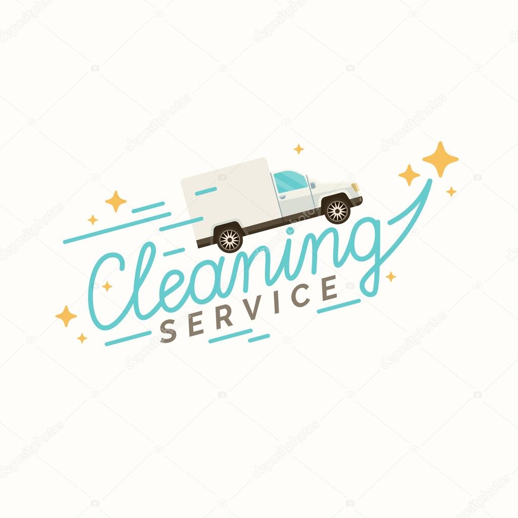 Conceptual poster and the logo for cleaning. Vector illustration