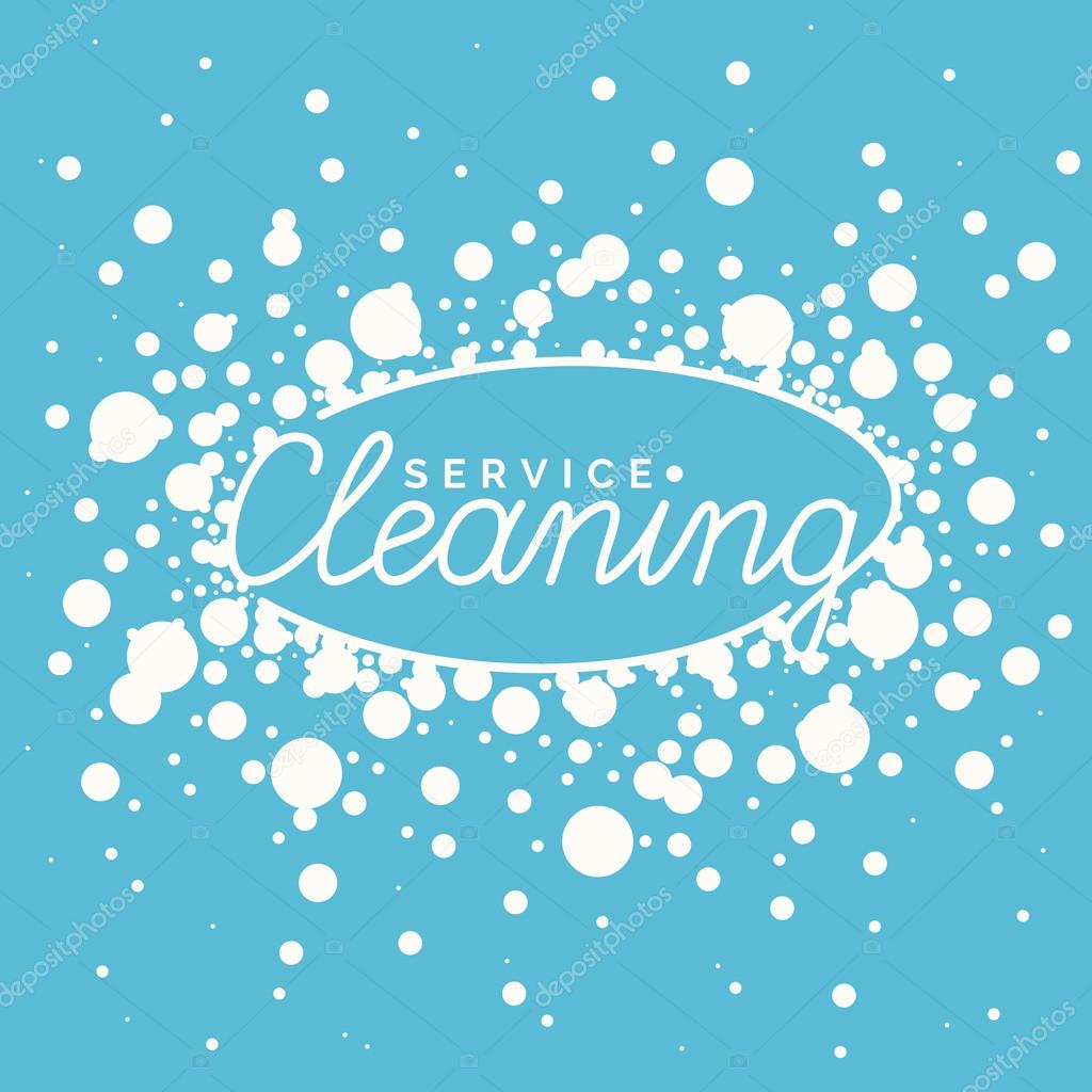 Conceptual poster and the logo for cleaning. Sign cleaning service in soap bubbles. Vector illustration.