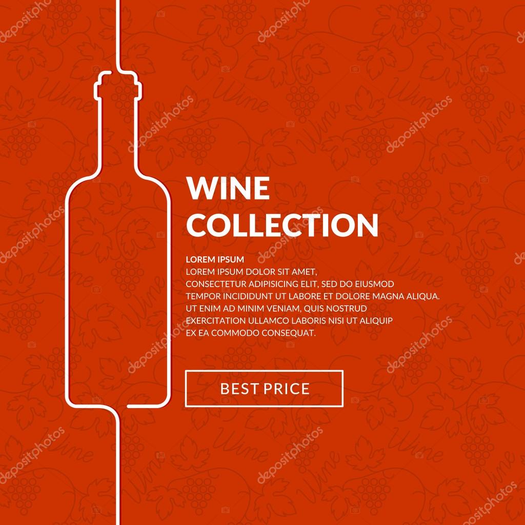 Bright modern poster and background for the sales and promotion of wine. Template for menu and wine list. Vector illustration.