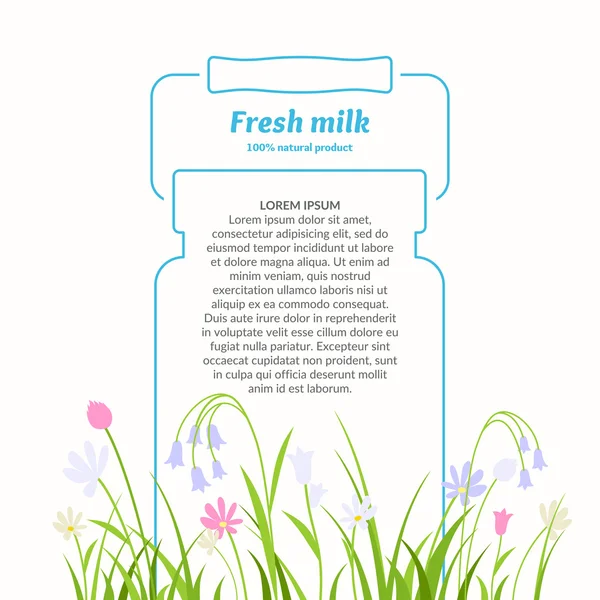 Poster for sale of fresh natural milk and dairy products. — Stock Vector