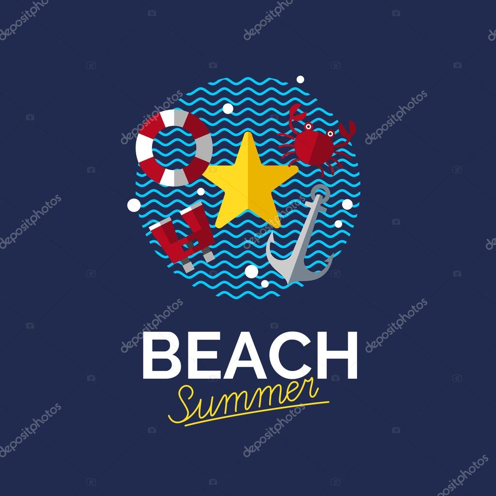 Concept for travel agency, tropical resort, beach hotel, spa. Summer vacation symbol.