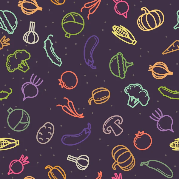 Légumes à motif linéaire sans couture . — Image vectorielle