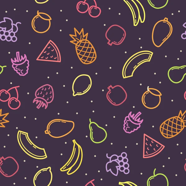 Linear seamless pattern fruits. — Stock Vector