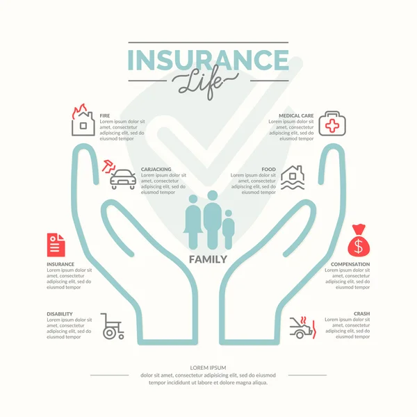 Iconos del seguro de vida . — Archivo Imágenes Vectoriales