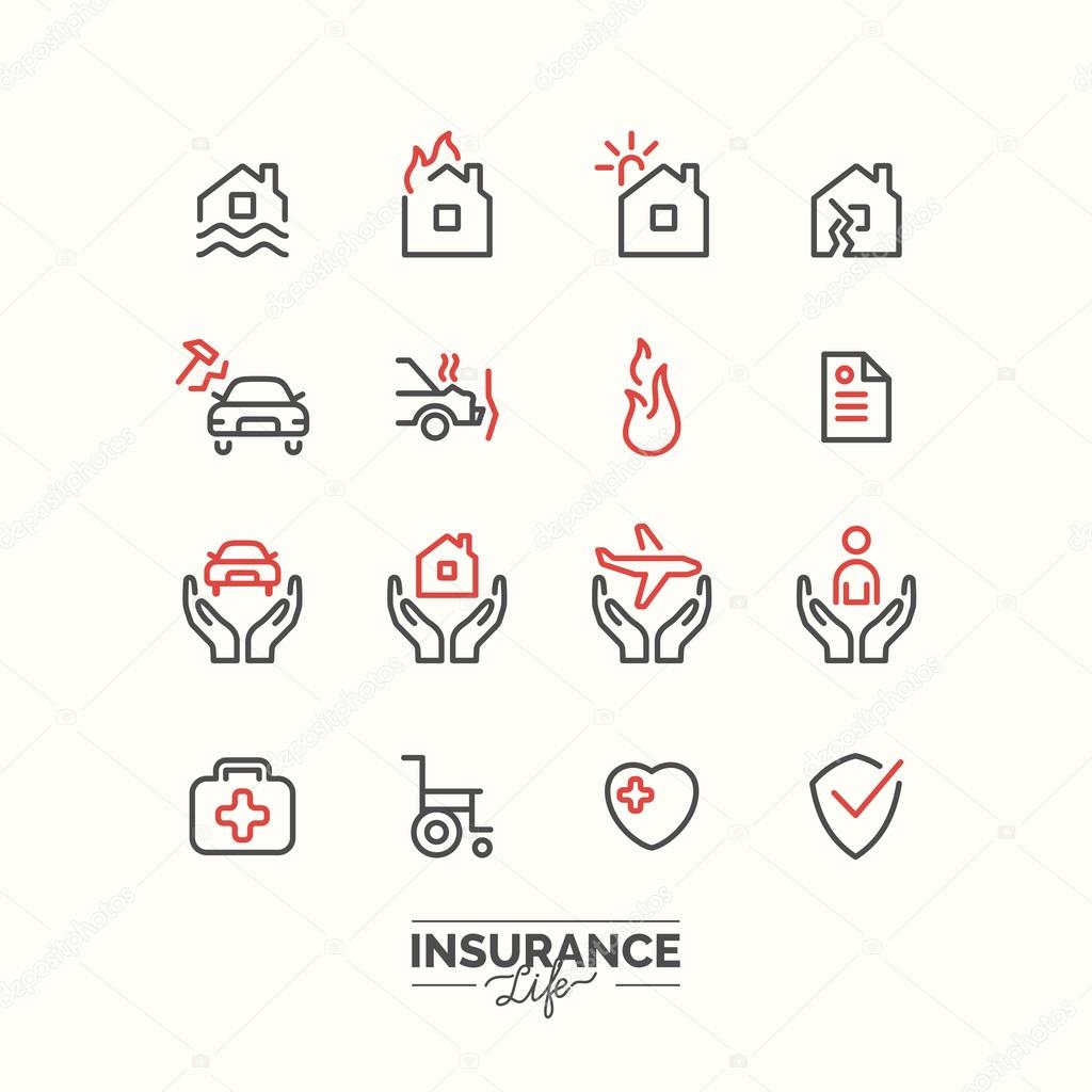 Life insurance icons. Set conceptual icons life insurance and property.
