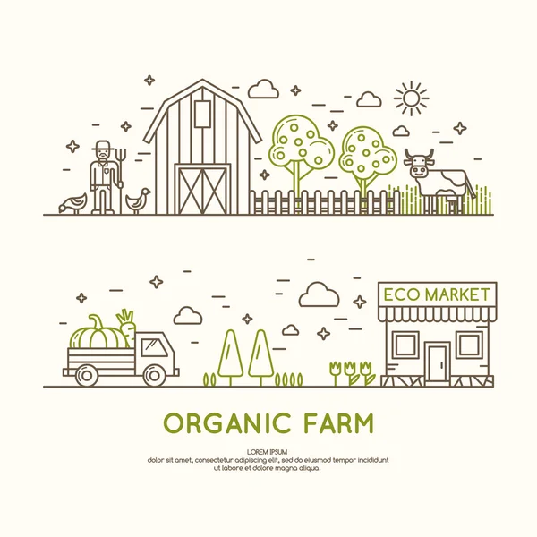 Векторні ілюстрації органічної ферми . — стоковий вектор