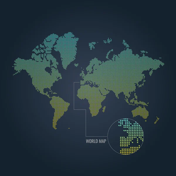 Mappa del mondo punteggiata . — Vettoriale Stock