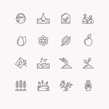 Vector line icons for gardening. clipart