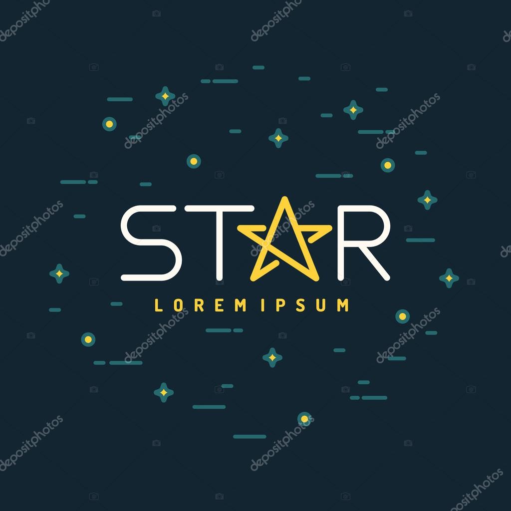 Vector illustrations with the text and the symbol of the star in a flat linear style. Suitable for company logo, advertising, banner and website design