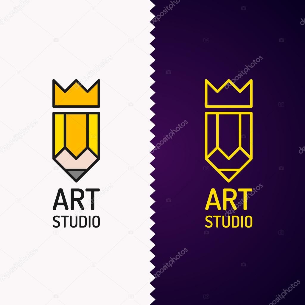 Conceptual logo and label art Studio. Modern emblem, vector graphics.