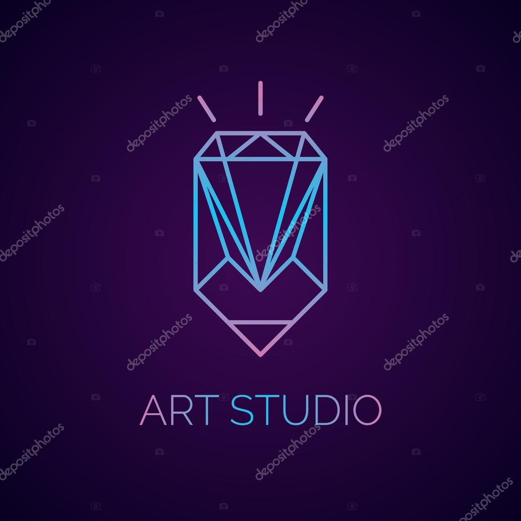 Conceptual logo and label art Studio. Modern emblem, vector graphics.