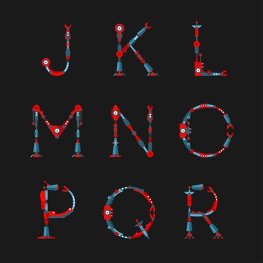 Teknik Robot yazı tipi. R J gelen mektuplar