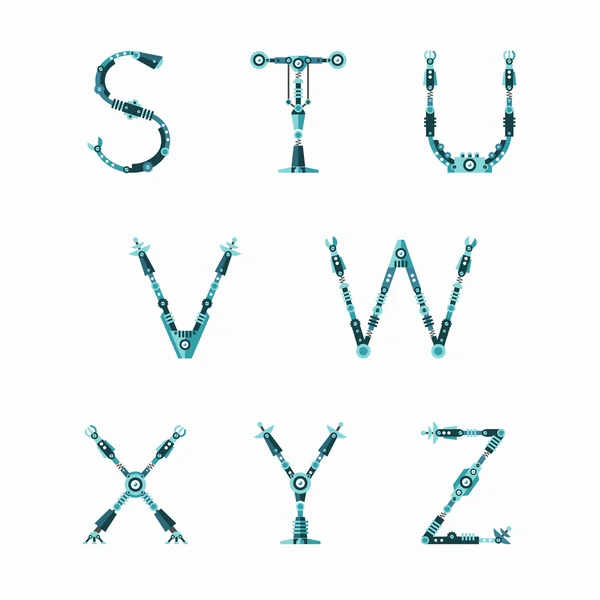 Τεχνική ρομπότ γραμματοσειρά. Γράμματα από S-Ω — Διανυσματικό Αρχείο