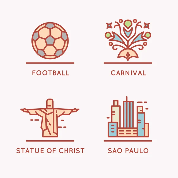 Conjunto de iconos lineales de cultura brasileña . — Vector de stock