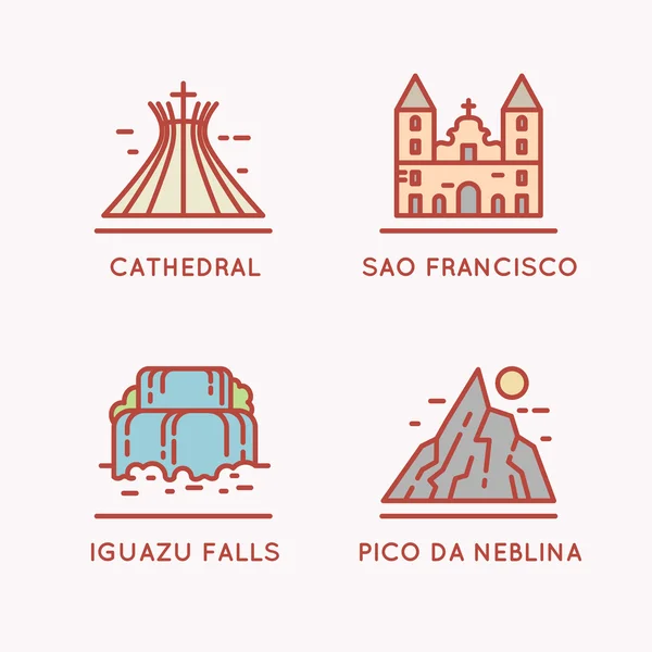 Set di icone lineari della cultura brasiliana . — Vettoriale Stock