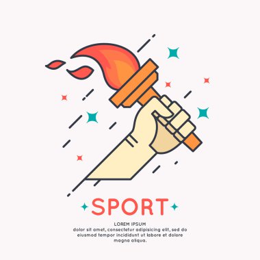 Illustration Hand with a burning torch for sports clipart