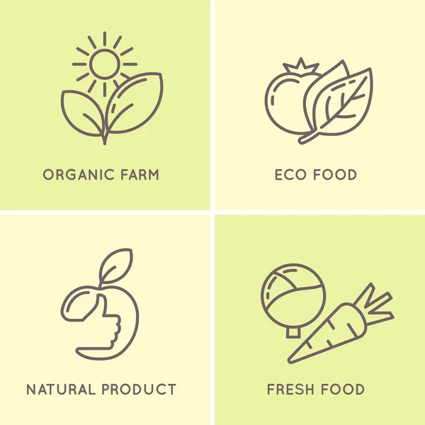 Zestaw nowoczesny minimalistyczny wektor logo i ikony żywności. — Wektor stockowy