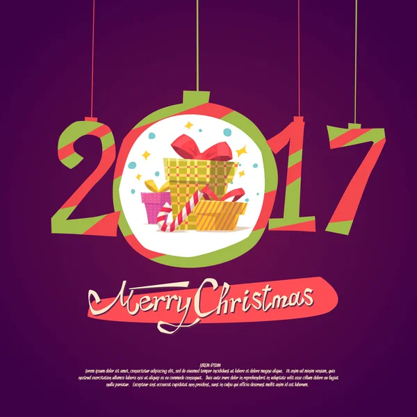 Figures 2017 and Merry Christmas on dark background. — Stock Vector